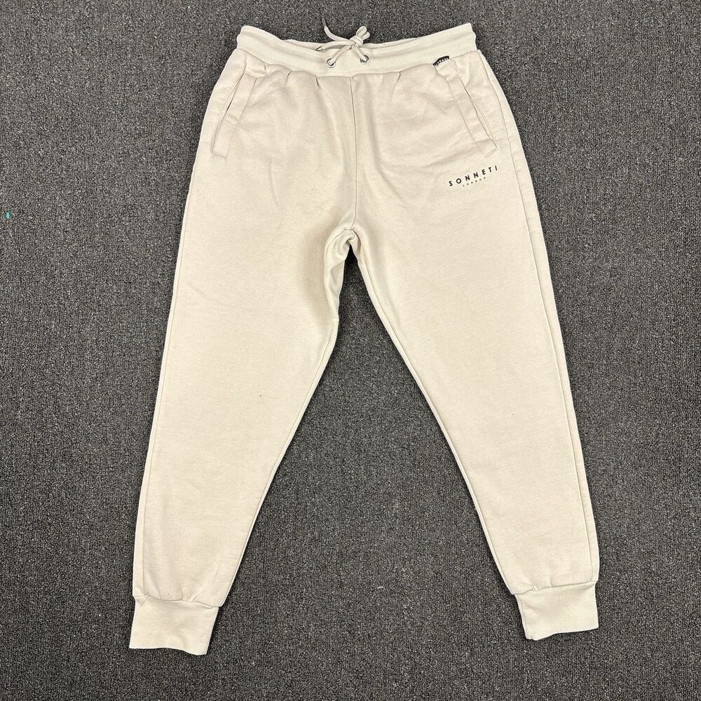 Sonneti London Unisex Adult's Drawstring Jogger Pants Cream Size Medium